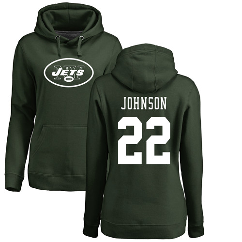 New York Jets Green Women Trumaine Johnson Name and Number Logo NFL Football #22 Pullover Hoodie Sweatshirts->women nfl jersey->Women Jersey